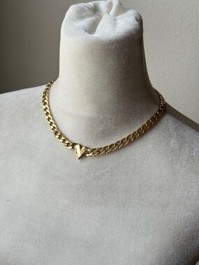 Gold Heart Link Choker Necklace